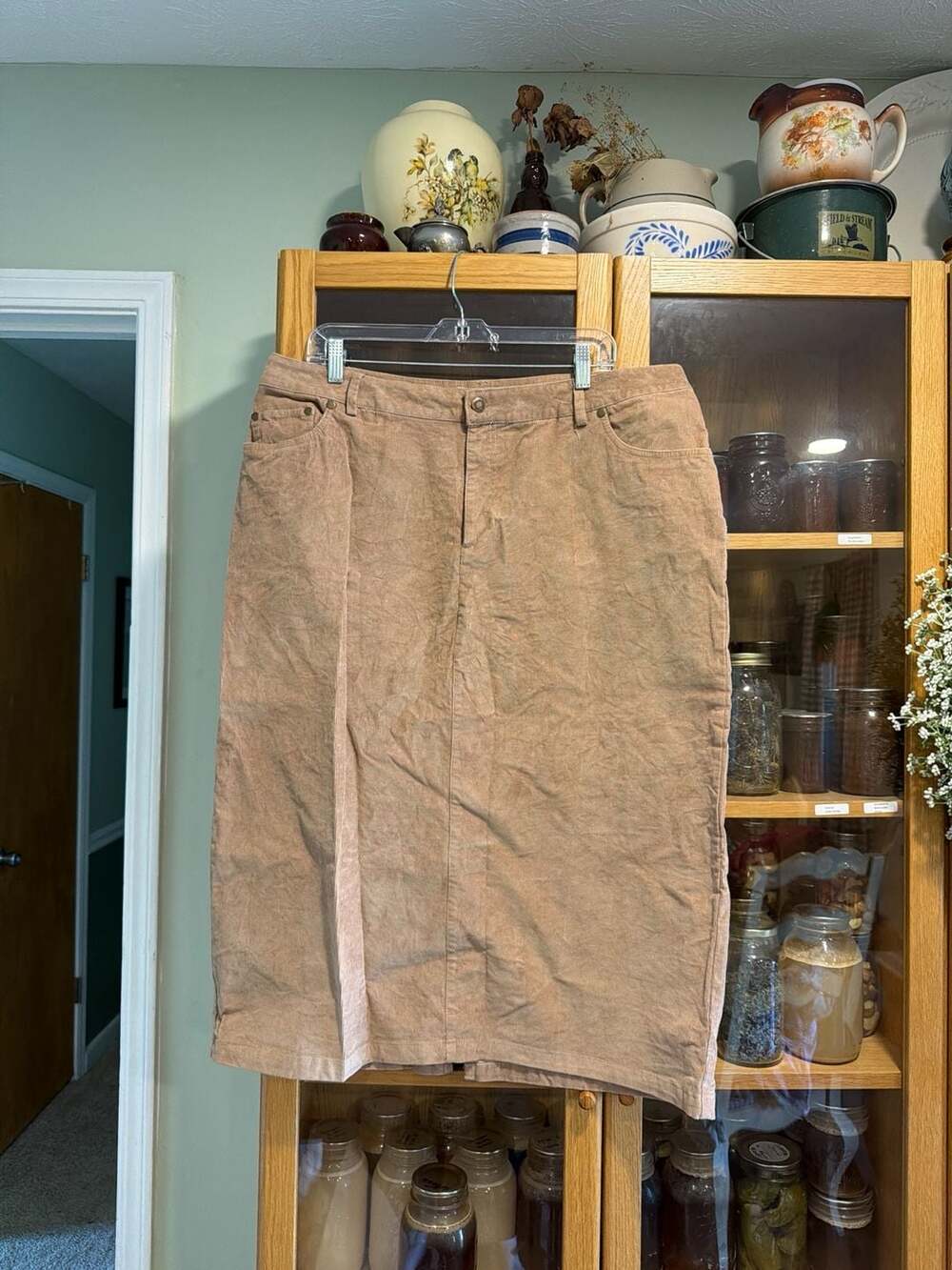 Woman Within Tan Corduroy Midi Skirt Size 16W